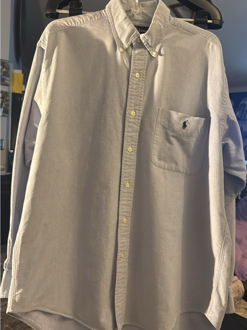 Ralph Lauren Light Gray Button-Down Oxford Shirt#177